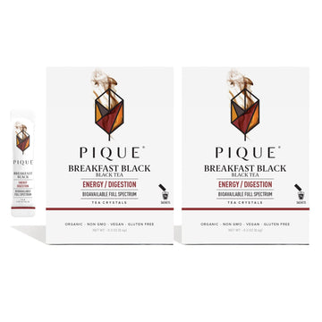 Pique Organic English Breakfast Tea Crystals - Caffeinated Black Tea For Energy, Prebiotic Polyphenols Support Healthy Digestion