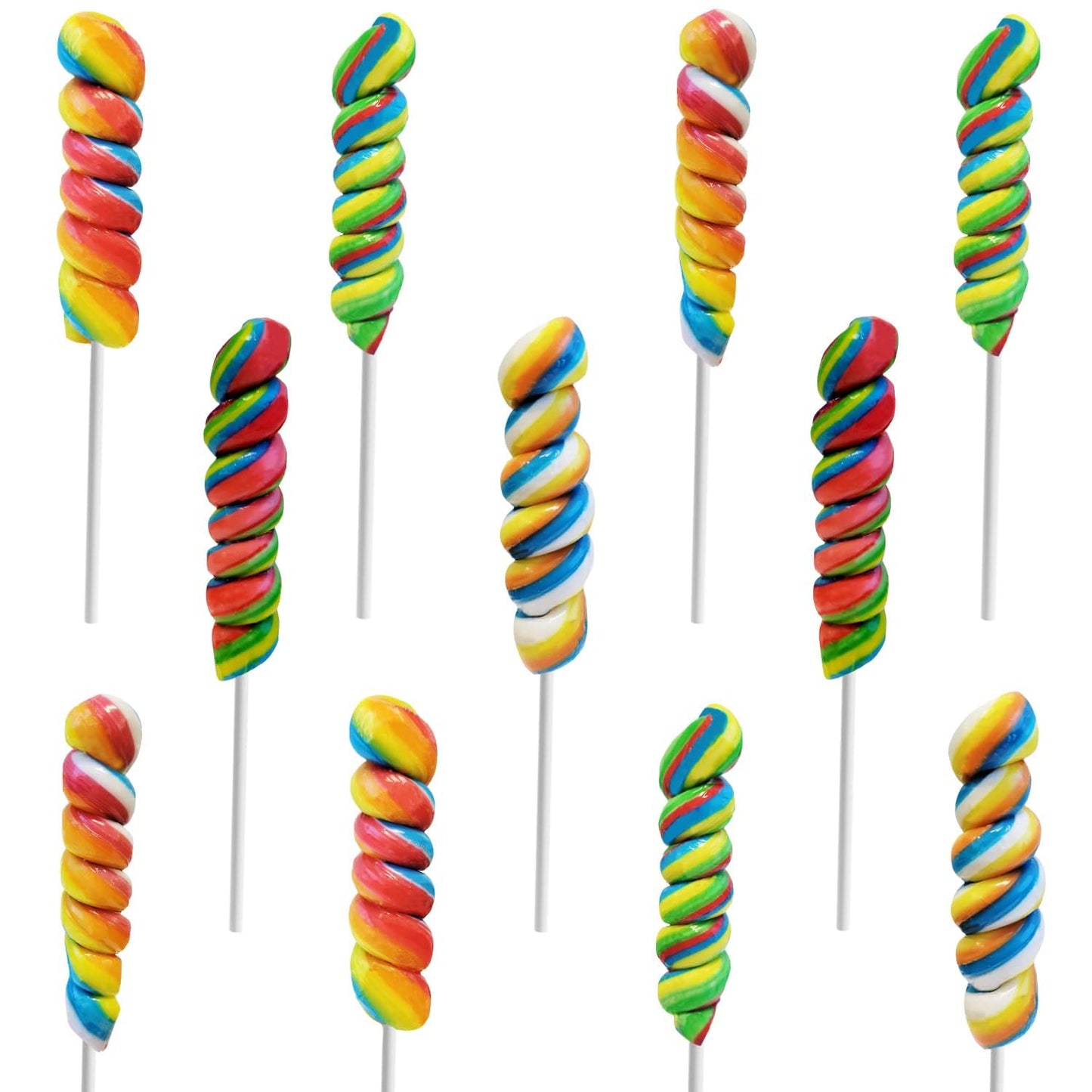 The Dreidel Company Rainbow Twist Lollipops, Mixed Fruit Flavor, 3 Individually Wrapped, 192-Pack