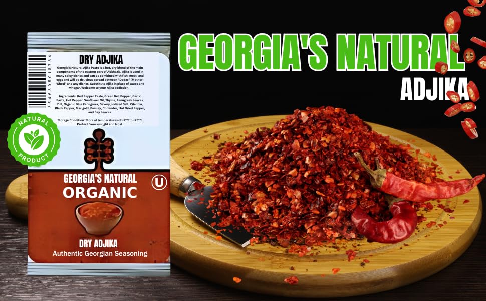 Organic Dry Adjika Georgian Seasoning 1.06 Fl Oz/ 30 Gr Aromatic, Savory & Piquant..