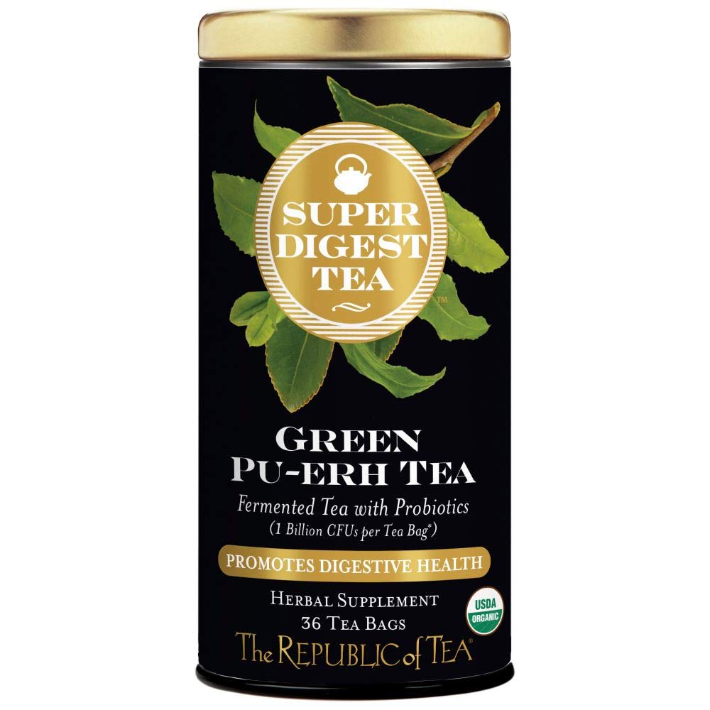 The Republic of Tea Organic Green Pu-erh SuperDigest Tea Bags, Probiotic, 36 Count