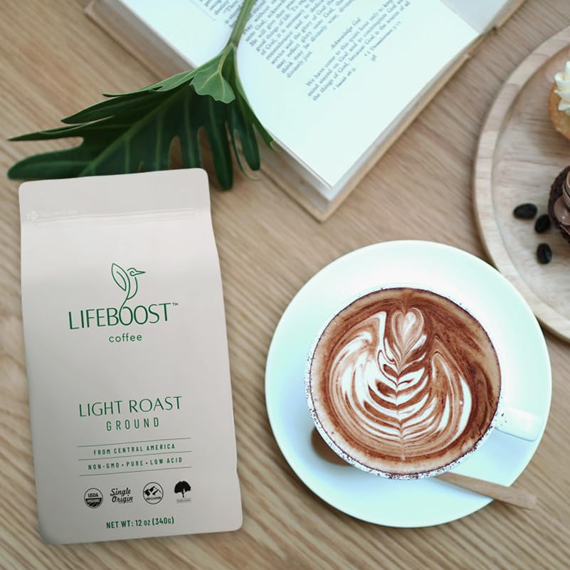 Lifeboost Light Roast Ground Coffee - Non-Gmo Single Origin Low Acid Organic Light Roast Coffee - Third Party Tested For Mycotox