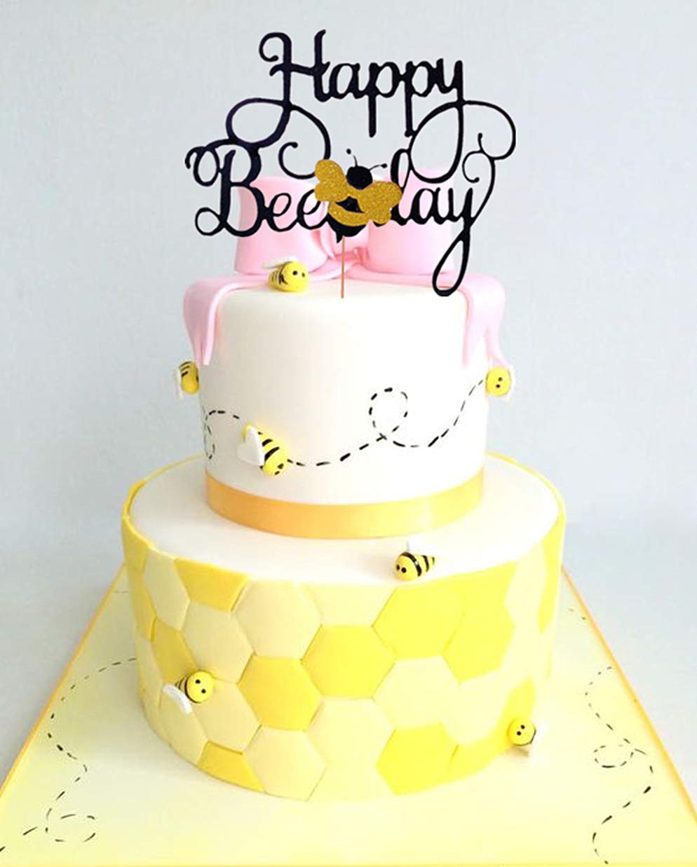 Laventy Happy Bee Day Cake Topper Bumble Bee Cake Topper Bumble Bee Themed Party Happy Supplies Bumble Bee Decoration