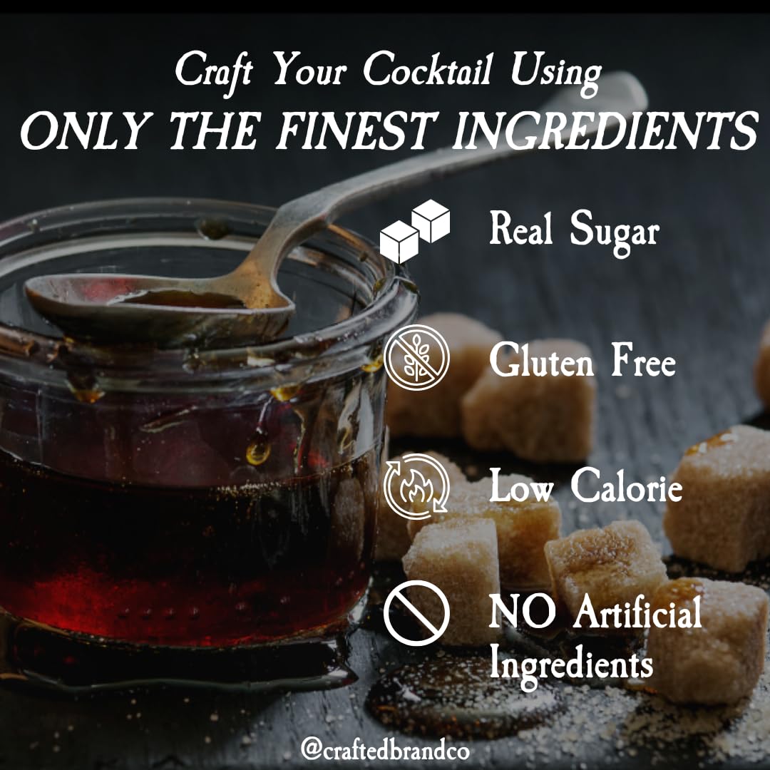 Crafted Cocktails Brown Sugar Simple Syrup, 2 Pack, 12.7 Fl Oz Each, Made with Real Brown Sugar, Perfect for Coffees & Cocktails