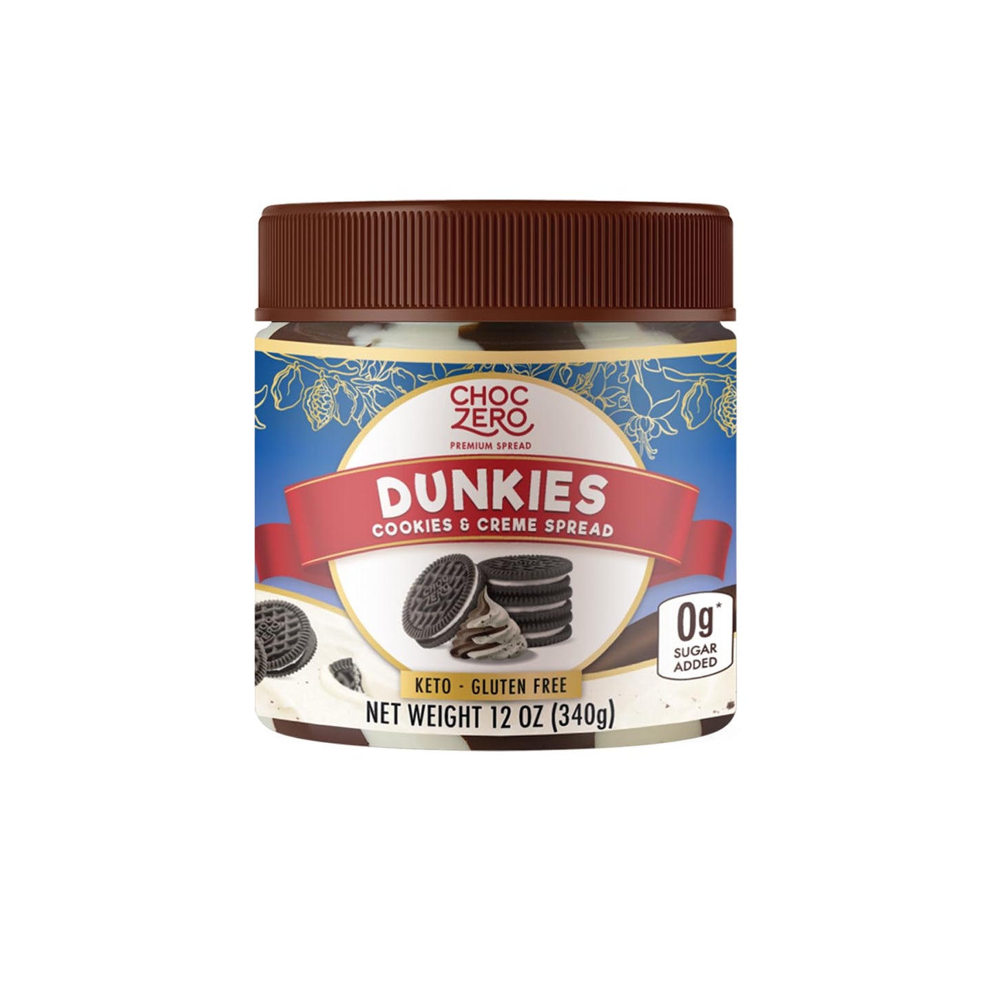ChocZero Dunkies Cookies & Creme Spread, Chocolate and Vanilla Creme Cookie Spread, No Added Sugar, Low Carb, All Natural Health