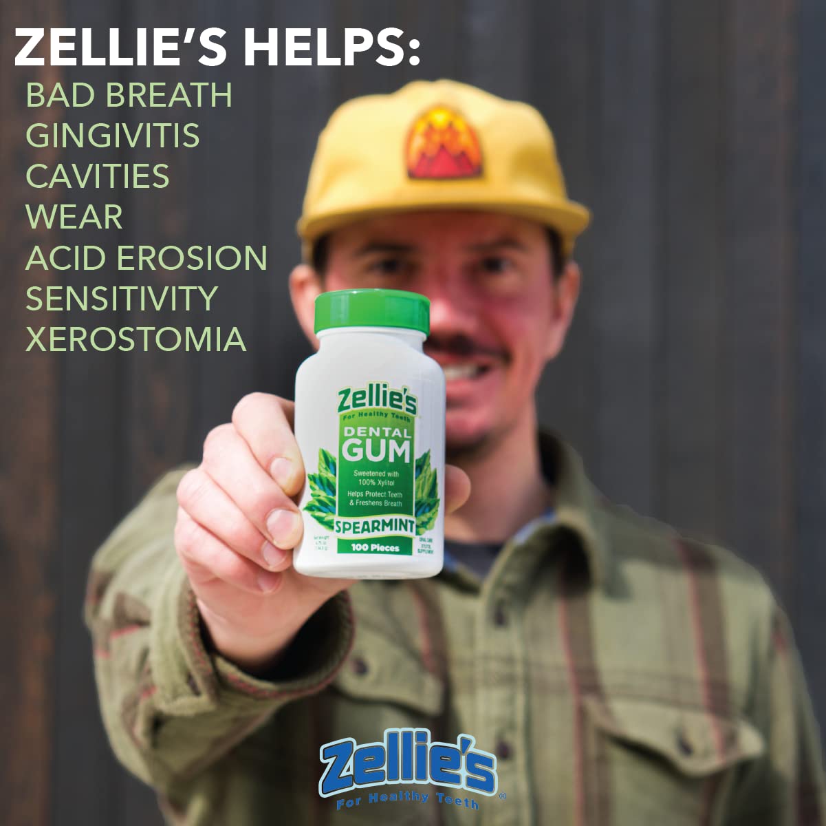 Zellie'S | 100% Xylitol Sugar Free Spearmint Chewing Gum | Spearmint Flavor (100 Count (Pack Of 1))