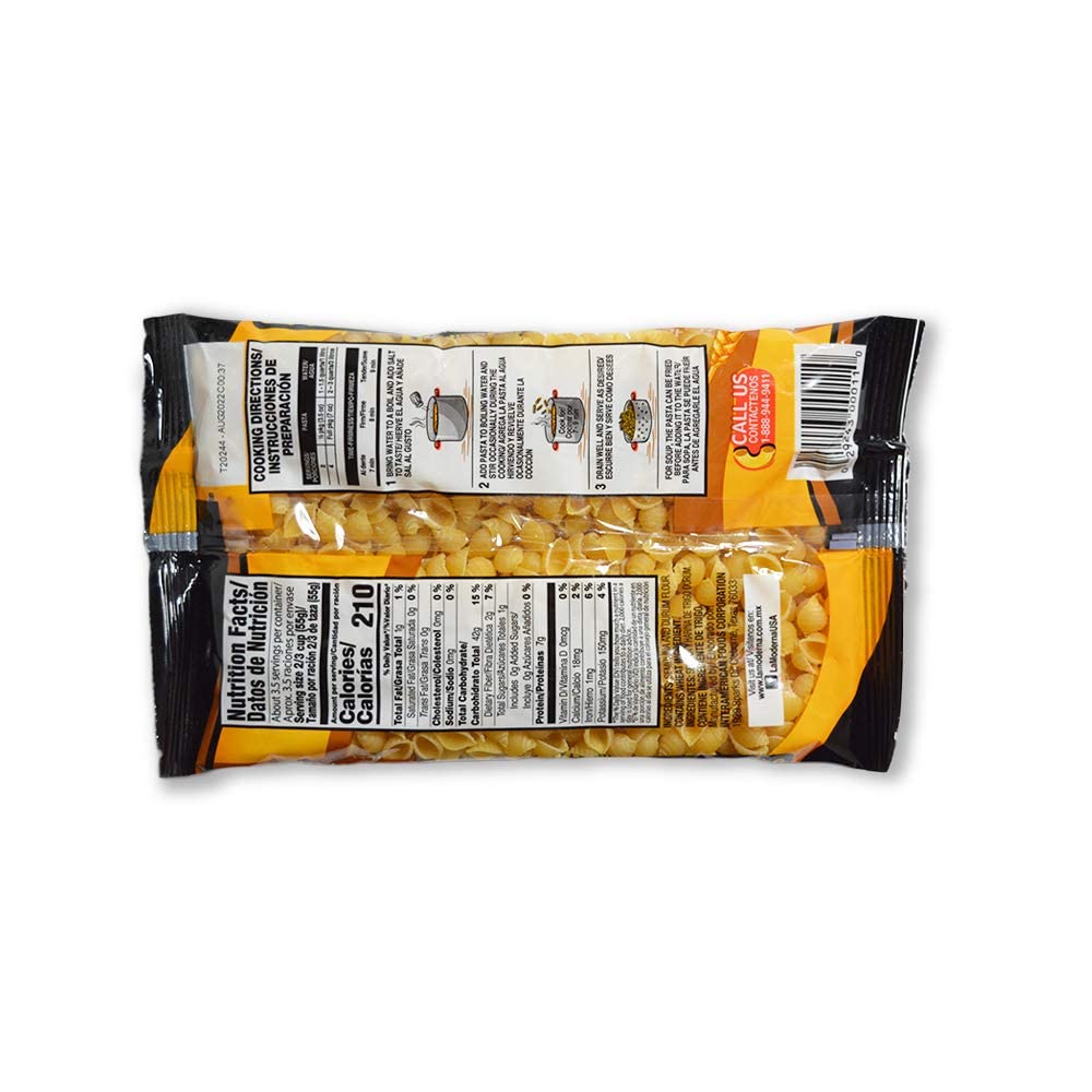 La Moderna, Codos, Pasta, Hecha Con Sémola De Trigo Durum, Enriquecida Con Vitaminas Y Hierro, 16 Oz