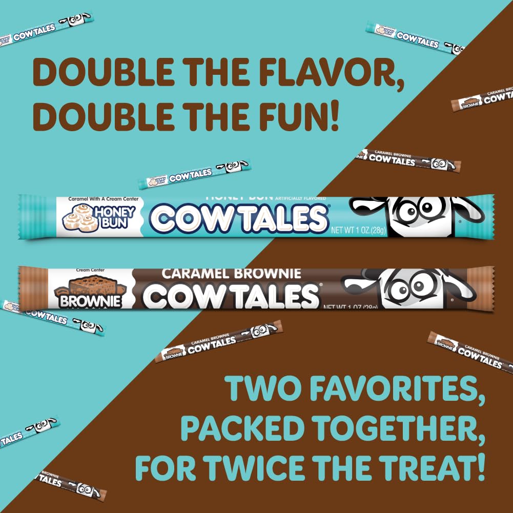 Goetzes Candy Bake Shoppe Cow Tales Mix - Honey Bun & Caramel Brownie - 36Ct. Canister - Fresh From The Factory