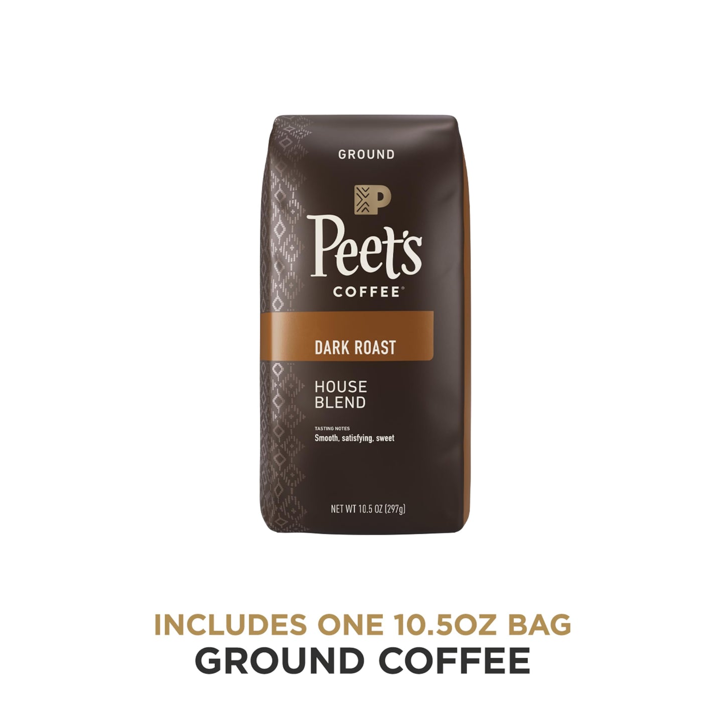 Peets Coffee, Dark Roast Ground Coffee - House Blend 10.5 Ounce Bag