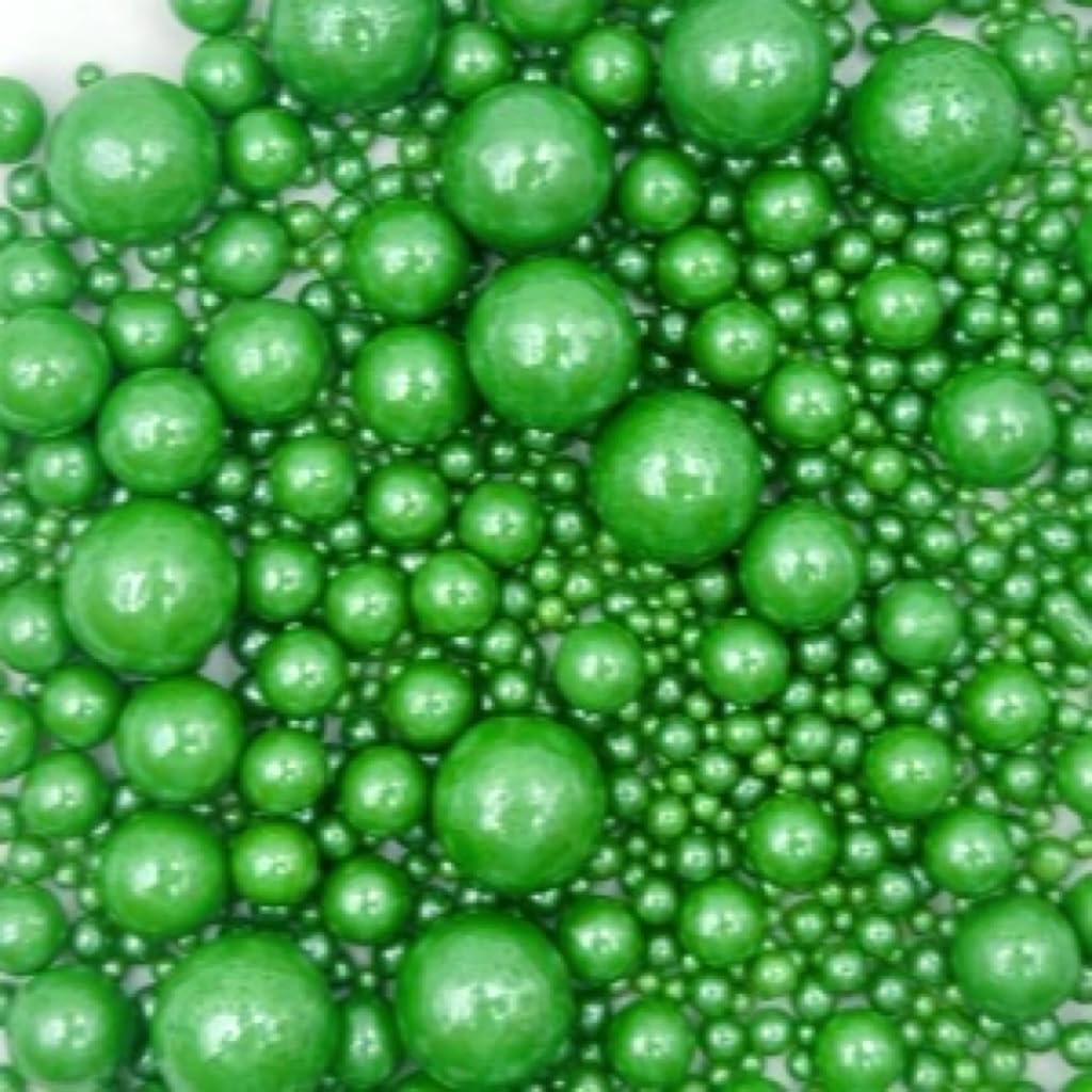 Gevog 1 Bottle Green Pearls Sprinkles Mixing Edible Cake Cupcake Sprinkles for Wedding Valentines Party Baking Cupcake Cookie Ic