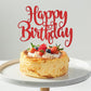 Fmiyuneea Happy Birthday Cake Topper- Glitter Happy Birthday Cake Decor, Handmade Anniversary/Birthday Party Supplies (Red)