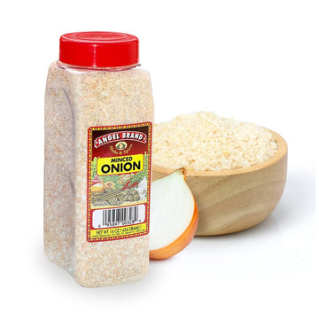 Angel Brand Minced Onion - 16 oz Bottle - Dehydrated Dried Onion Flakes, Perfect for Cooking, Seasoning, and Recipes.