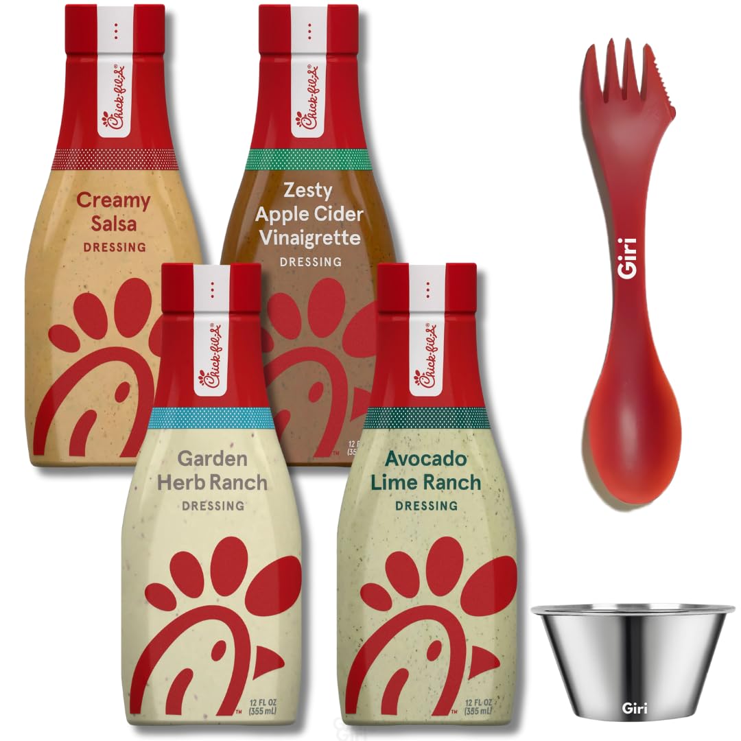 Giri Salad Dressing Bundle - Chick-fil-A Creamy Salsa, Zesty Apple Vinaigrette, Garden Herb Ranch, Avocado Lime Ranch (12 oz, 4-Pack)