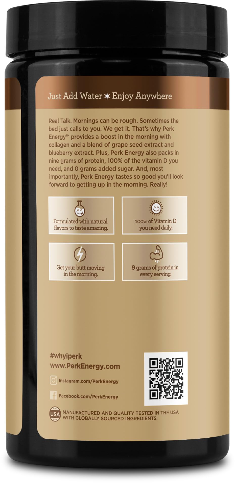 Perk Energy Original Dutch Hot Cocoa (20 Servings) - Gluten Free And Soy Free