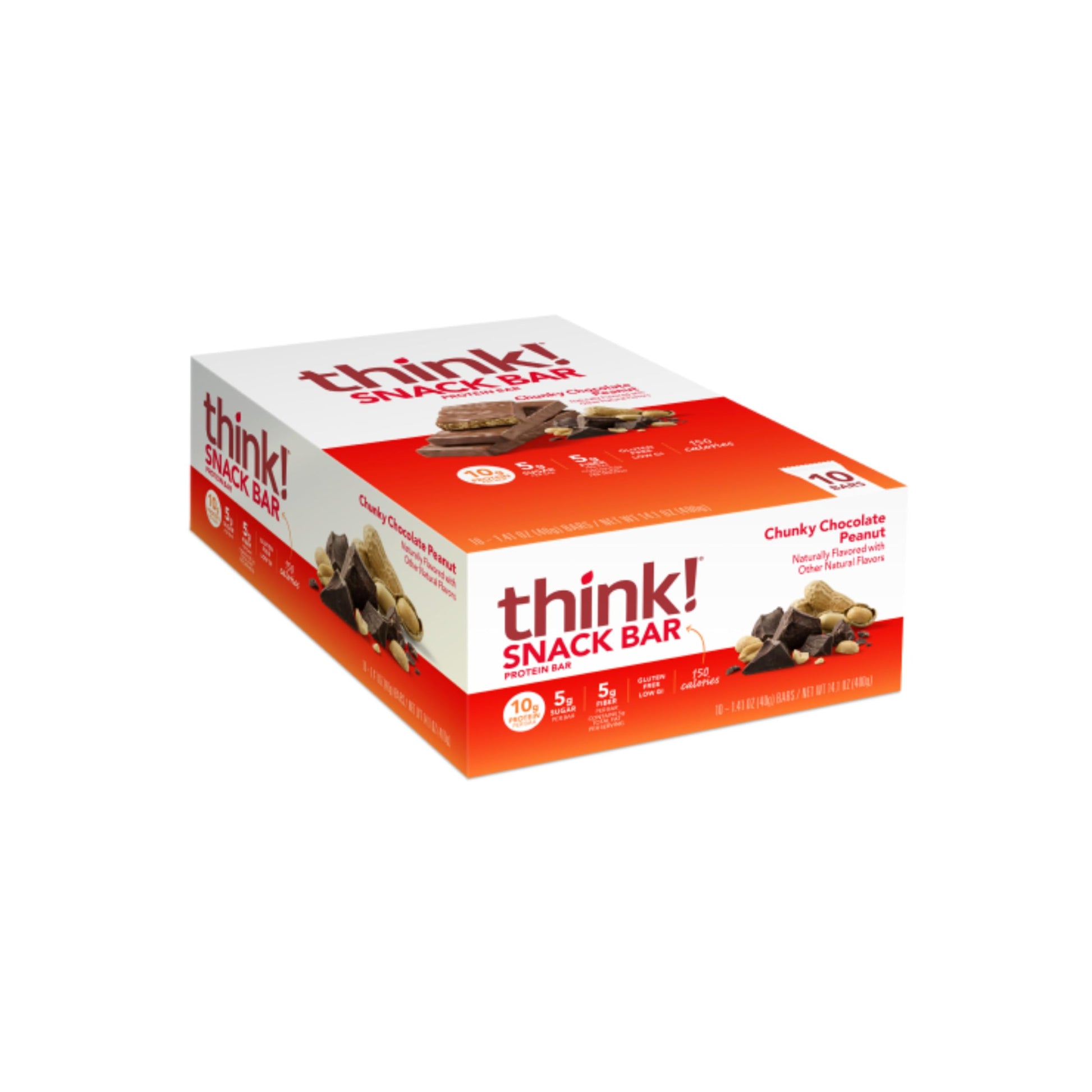 Think! Protein Bars With Chicory Root For Fiber, Digestive Support, Gluten Free With Whey Protein Isolate, Chunky Chocolate Pean