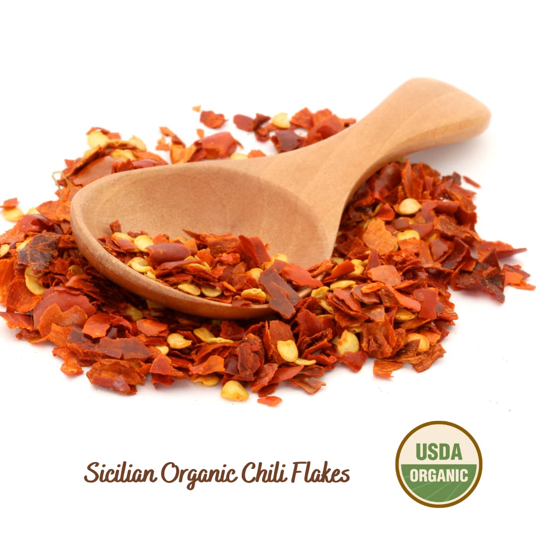 Filippone Organic Sicilian Chili Flakes, Shaker, 20 g (0.70 oz), Spicy Herb Seasoning, Fresh Grown in the Mountains of Sicily, I