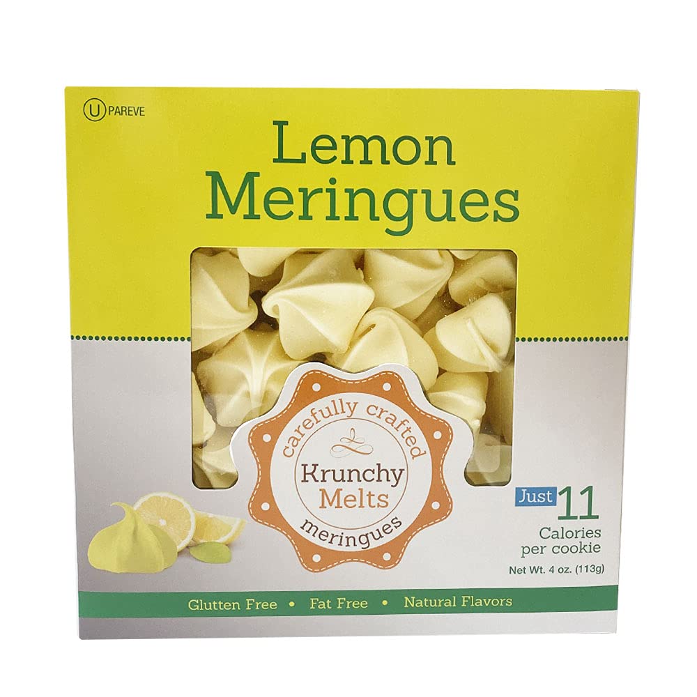 Krunchy Melts Original Meringue Cookies, Lemon Flavor, Fat Free, Gluten Free, Dairy Free, 4 Oz, Yellow