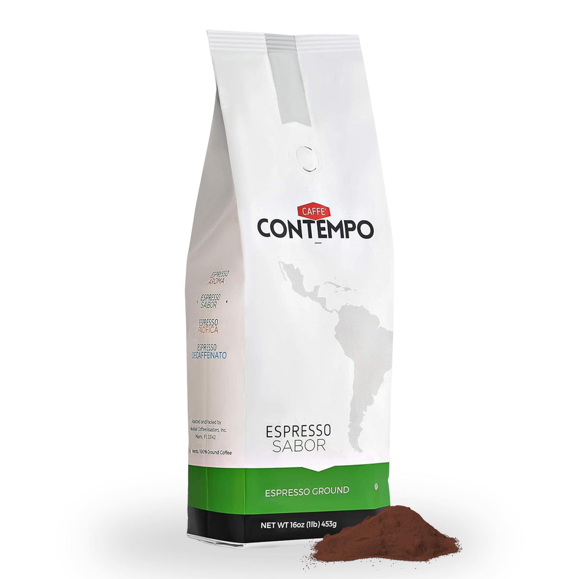 CAFFE CONTEMPO Ground Espresso, Sabor Blend, Dark Roast, 16 Ounce Fine Grind