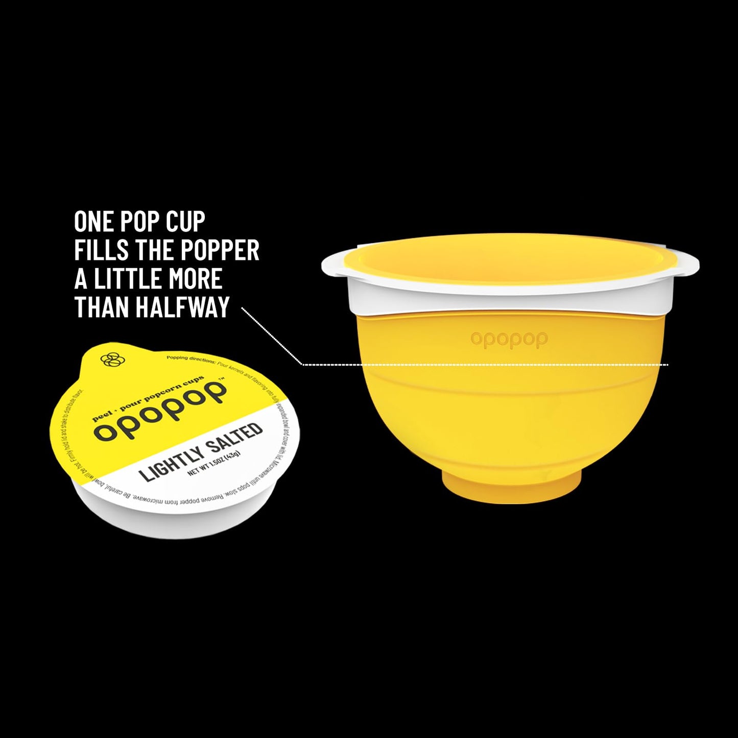 Opopop Microwave Popcorn - Pop Cups Lightly Salted 6-Pack, Non-GMO Gourmet Popcorn Kernels & Popcorn Flavoring, Gluten Free Snac