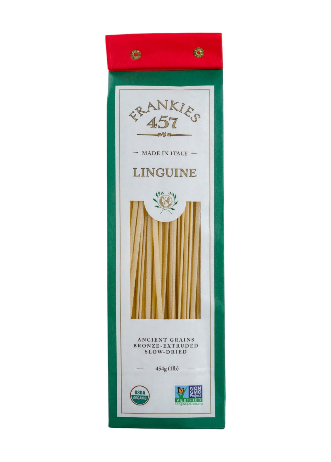 Frankies 457 Artisanal Linguine Pasta - Authentic enhanced Italian Handcrafted Pasta - Imported from Italy - NON GMO Verified - USDA Organic Certified - 16 Ounce (1 LB)