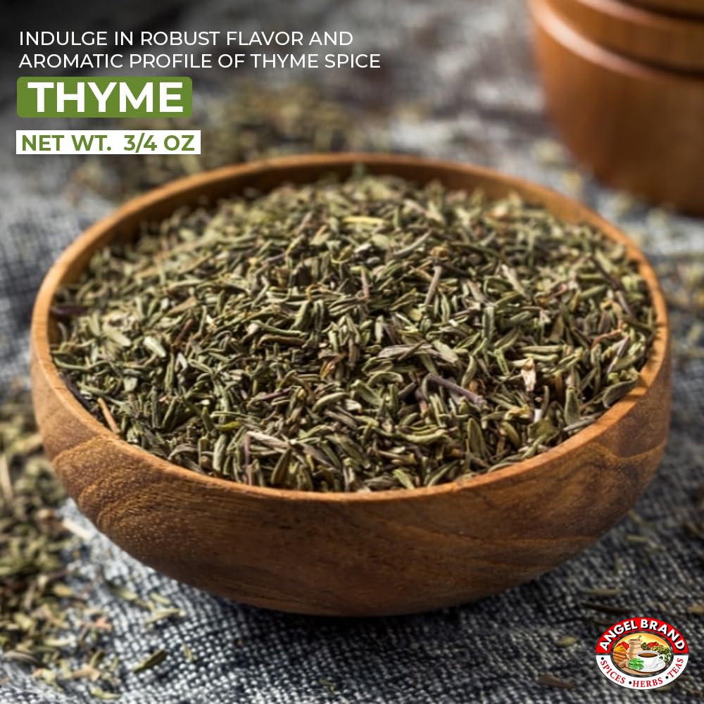 Angel Brand Dried Thyme Leaves Seasoning - 0.75 oz Bottle for Cooking, Soups, Sauces, Marinades