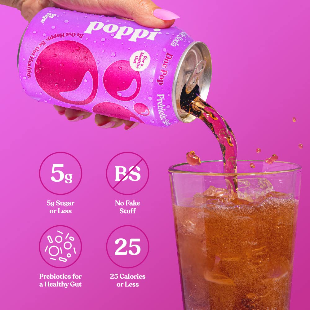 poppi Sparkling Prebiotic Soda Variety Pack, 12 Fl Oz (Pack of 12), Apple Cider Vinegar & Cola Flavors