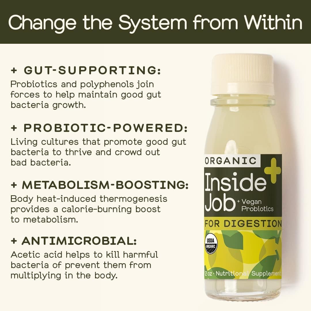 GREENHOUSE JUICE CO. Organic Inside Job Wellness Shots, Cold Pressed Digestive Aid, Vegan & Gluten-Free, 24 Oz (Pack of 12)