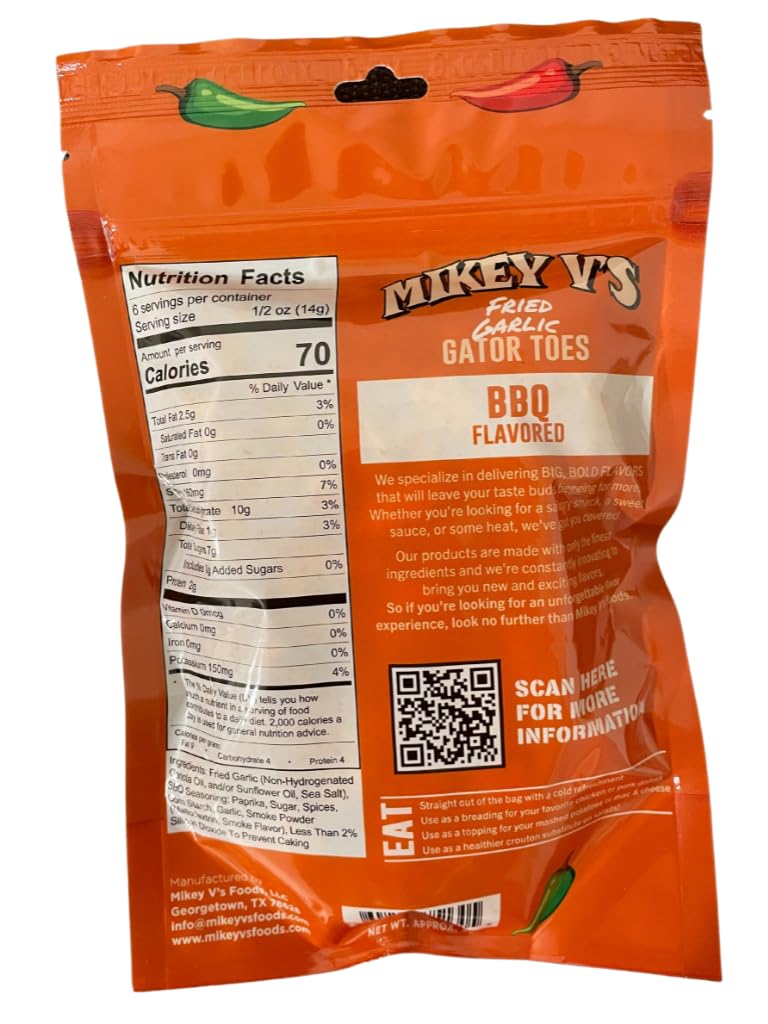 Mikey Vs BBQ Gator Toes Deep Fried Garlic Snacks 3.9oz Pack of 1