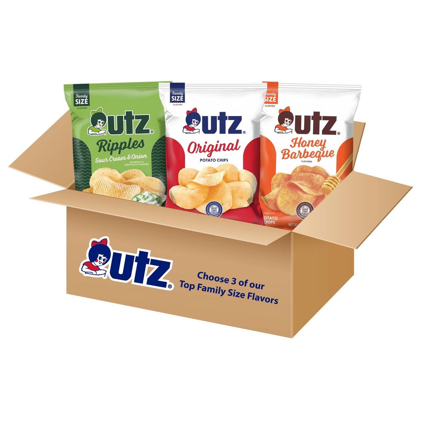 Utz Custom Bundle - Pick 3 Family Size Snacks, 7.67 Ounce (Pack of 3)