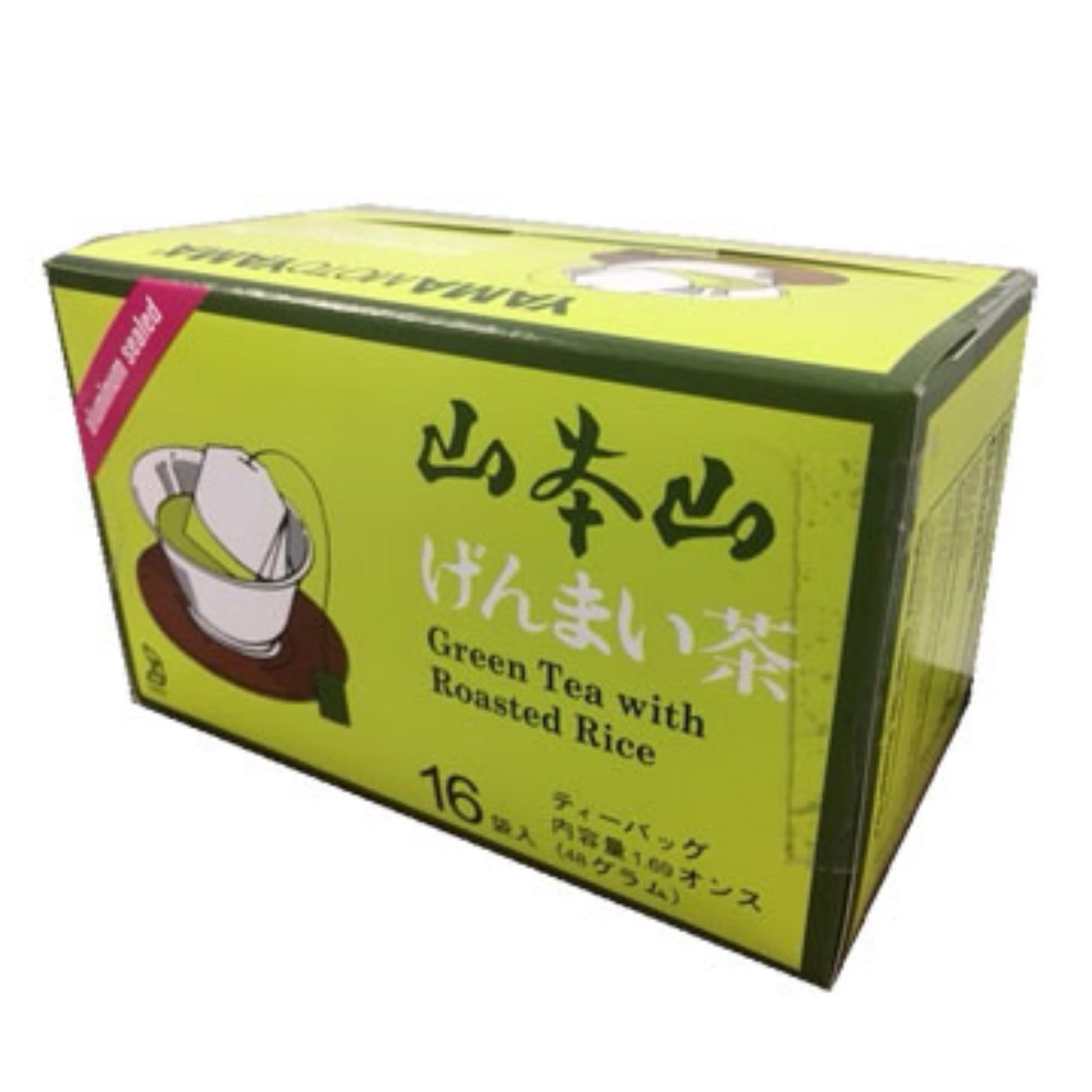 Yamamotoyama Genmaicha Green Tea with Roasted Rice, 16 Count, Pack of 6