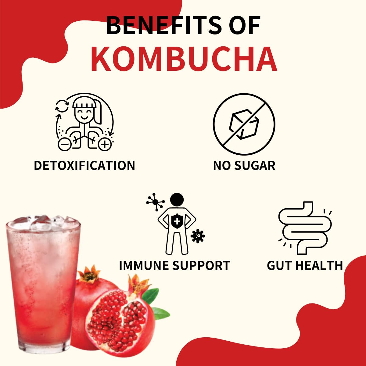 Garden Kombucha Tea, Powder 5G X 20 Sachets (100G/3.52Oz) Probiotics, Prebiotics, Sugar Free, Diet Tea, Healthy Drink With Bottl