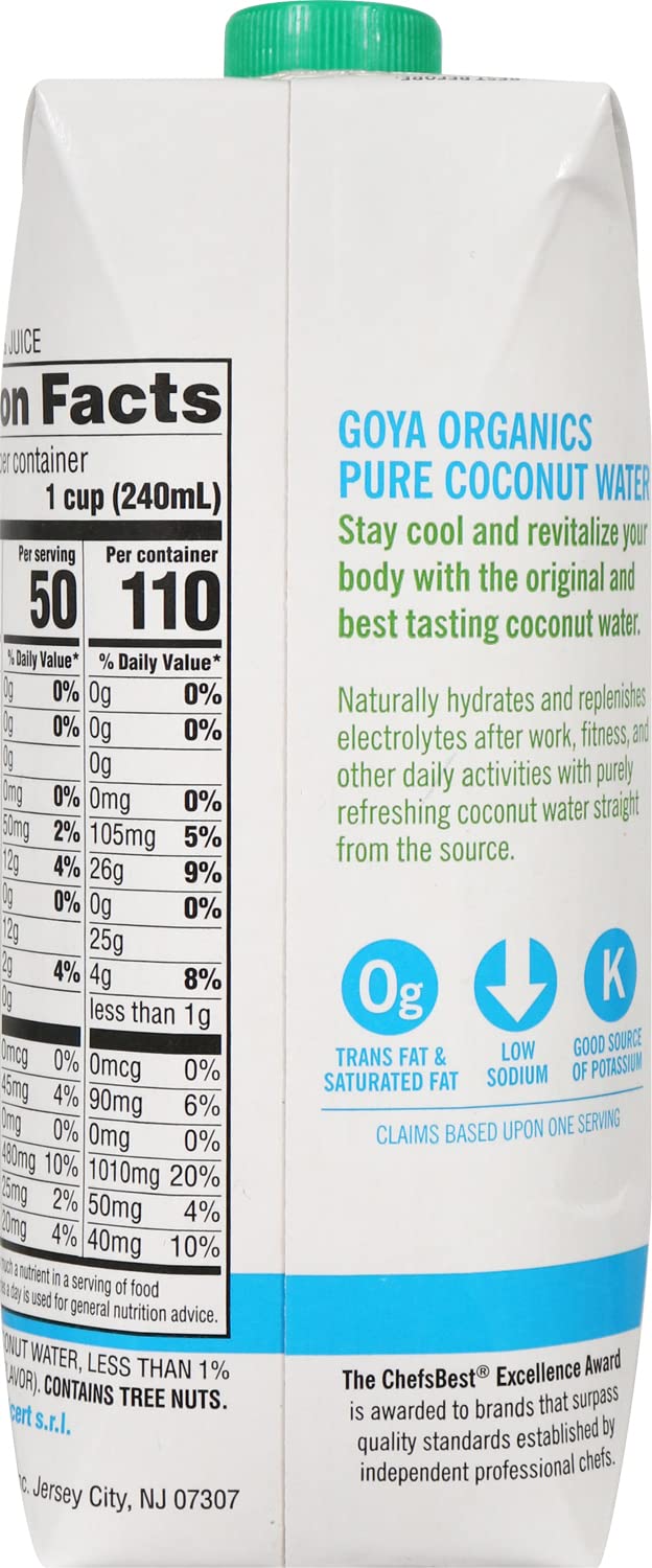 Goya Organic 100% Pure Coconut Water, 16.9 Fl Oz, Pack of 2