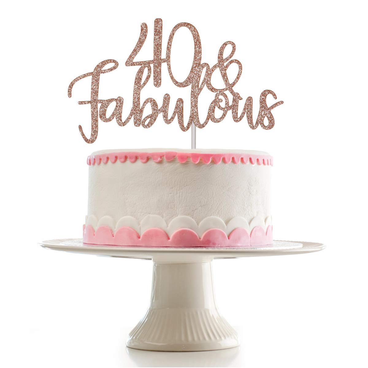 40 And Fabulous Cake Topper Rose Gold Glitter 40 Birthday Cake Topper, Forty And Fabulous Cake Topper 40Th Birthday Cake Topper
