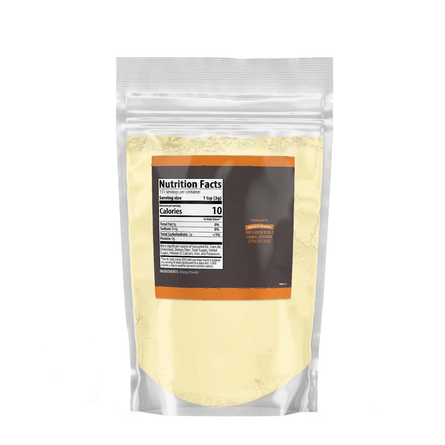 Birch & Meadow 1 Lb Orange Powder, Tart & Sweet, From Juice