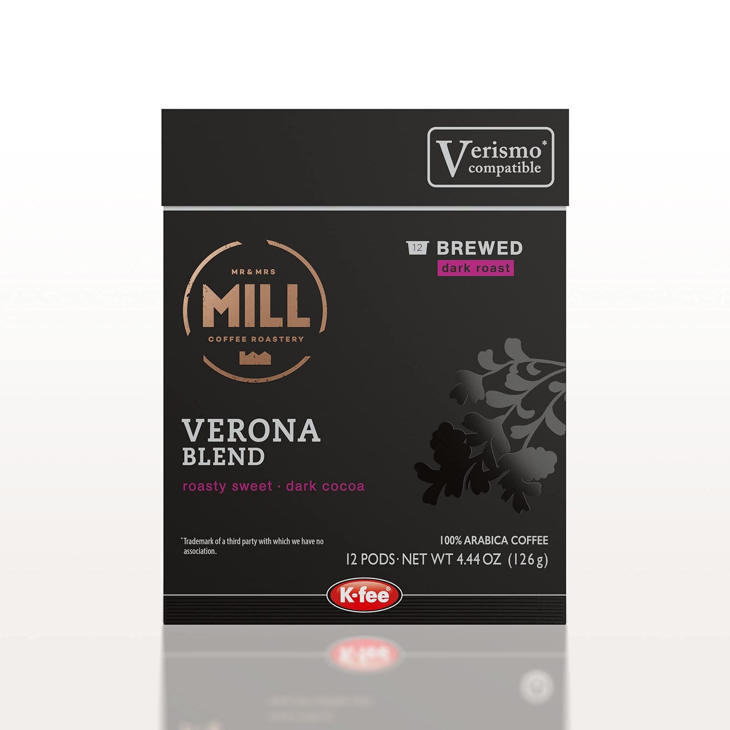 Mill Coffee Brewed Verona Blend Coffee K-Fee & Starbucks Verismo* Compatible | 72 Count (6 Boxes X 12 Pods) | Dark Roast Single