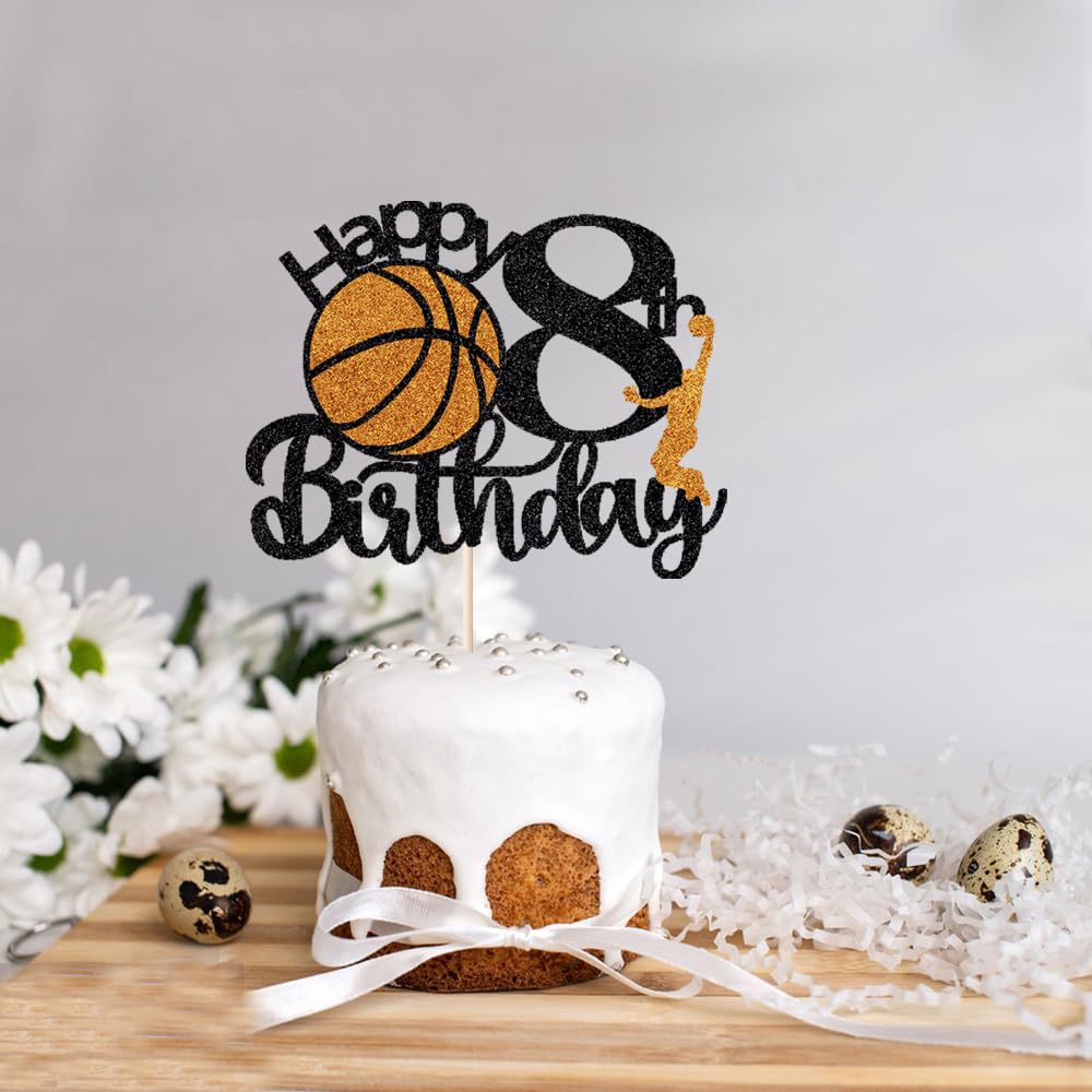 Crseniny Basketball Cake Topper - 8th Birthday Party Decorations, Kids Sports Theme, Suitable for Boys and Girls