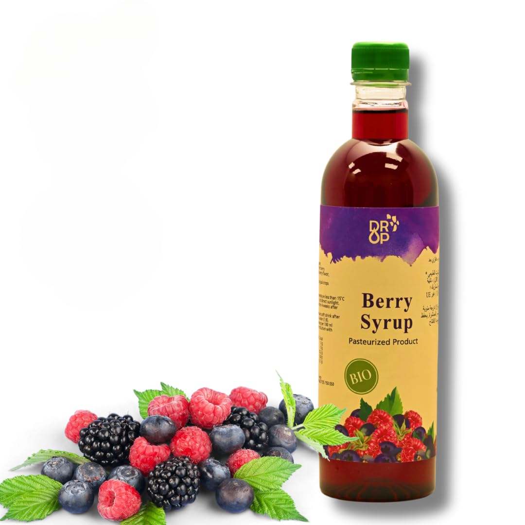 DROP Pure Organic Berry Flavor Bio Syrup-16.9oz (500ml), Natural 30% Concentrate Fruit Syrups,Great For Cocktails,Bevarages,Coff