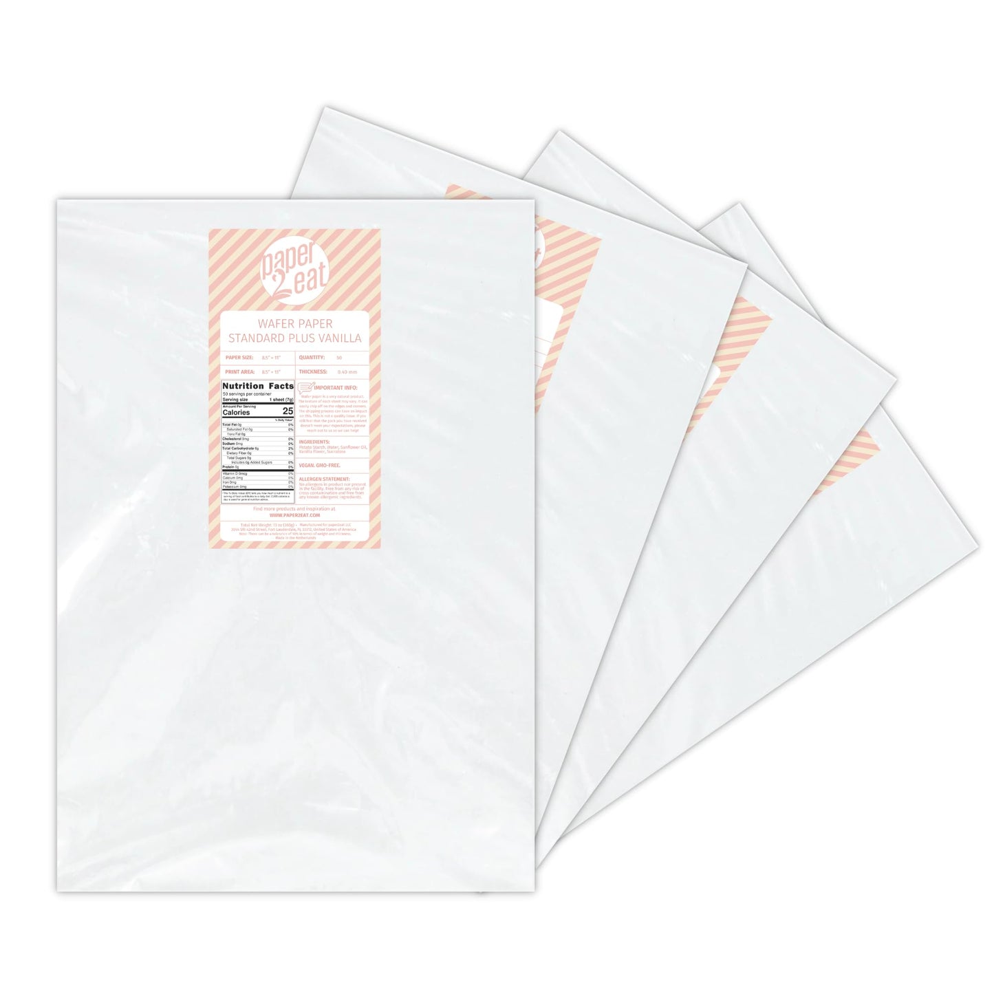 paper2eat Printable Edible Wafer Paper Sheets - 200 Sheets, 0.40 mm, Vanilla