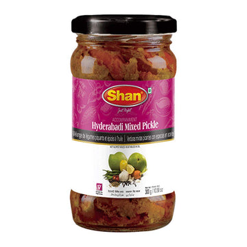 Shan Hyderabadi Mixed Pickle 10.58 oz (300g) - Hot and Spicy Mixed Vegetables Pickled in Oil - Perfect Accompaniment to Everyday