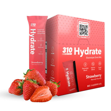 310 Nutrition Sugar Free Electrolytes Powder - Caffeine-Free Hydration Drink Mix, Strawberry Flavor, 15 Packets, Keto Friendly, Low Calorie