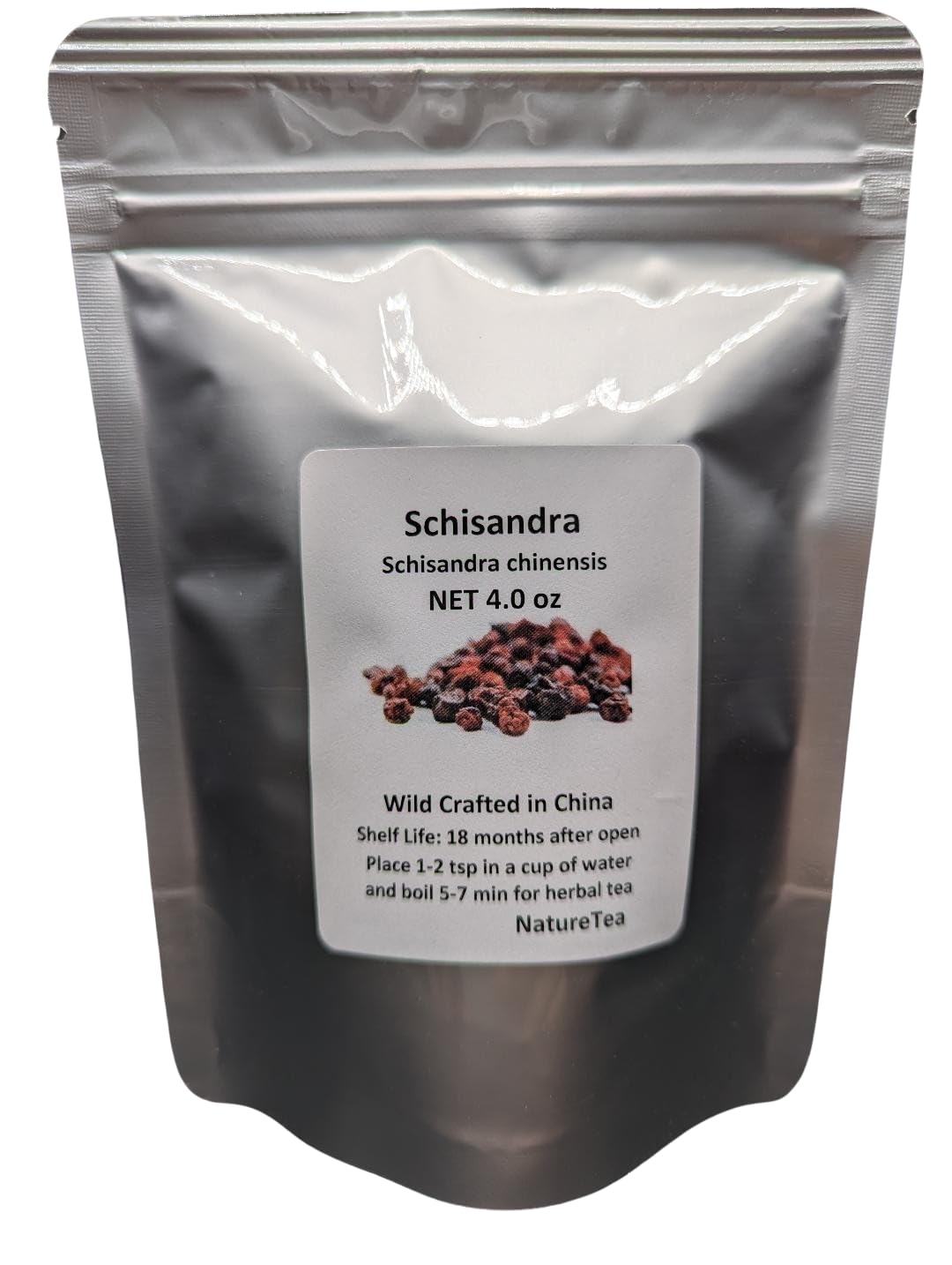 Nature Tea Schisandra Berry - Dried Loose Berry, 4 oz, Red, 100% Natural