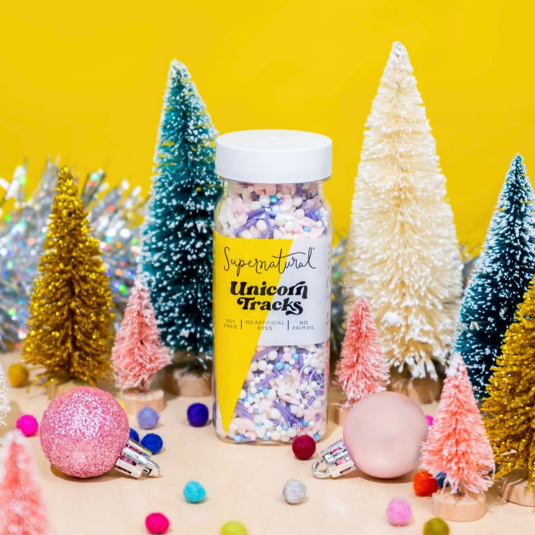 Unicorn Tracks Natural Confetti Sprinkles by Supernatural, Heart & Star Shapes, No Artificial Dyes, Soy Free, Gluten Free, Vegan