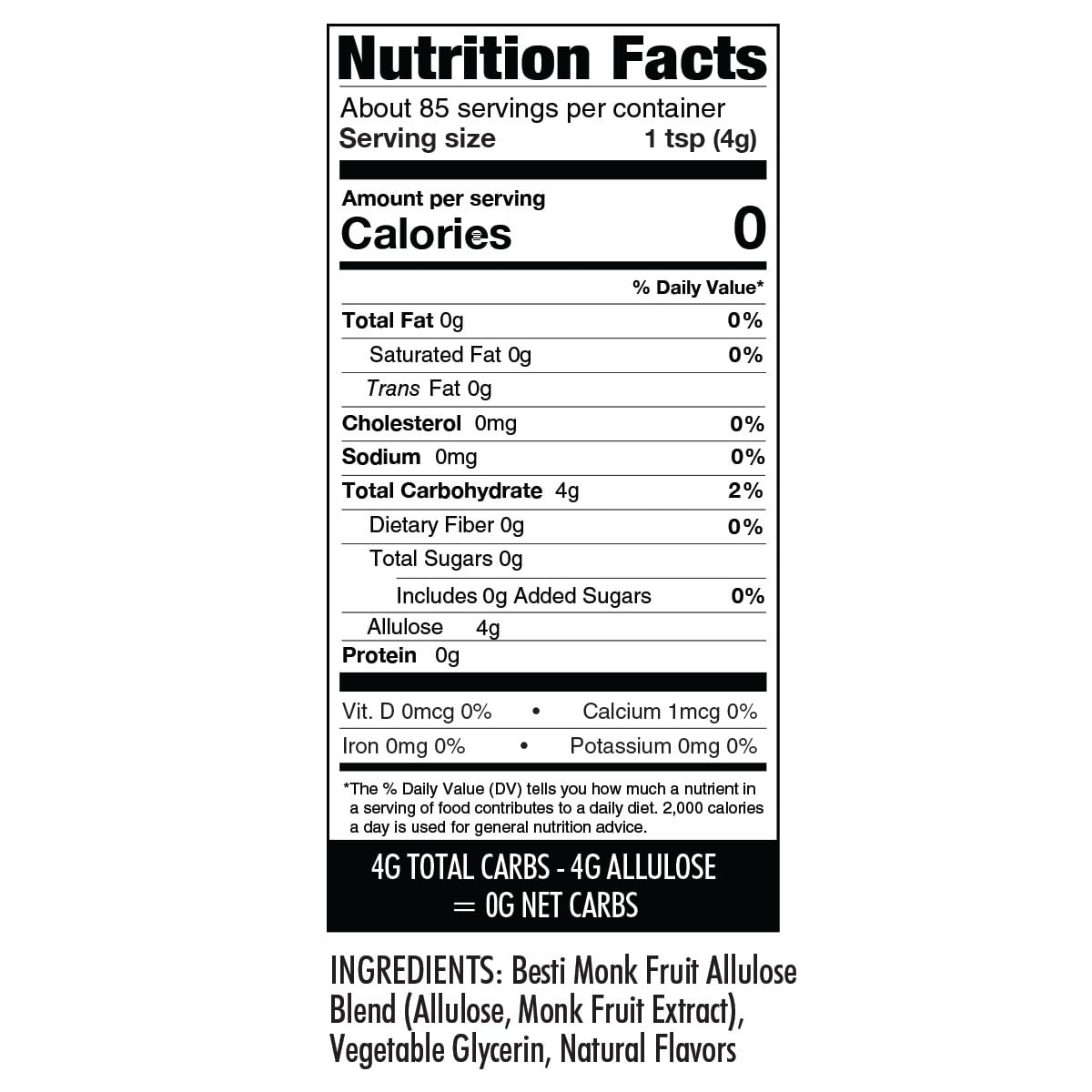 Wholesome Yum Besti Brown Sugar Substitute - Keto Monk Fruit & Allulose Blend, Zero Carb, Zero Calorie, 12 oz