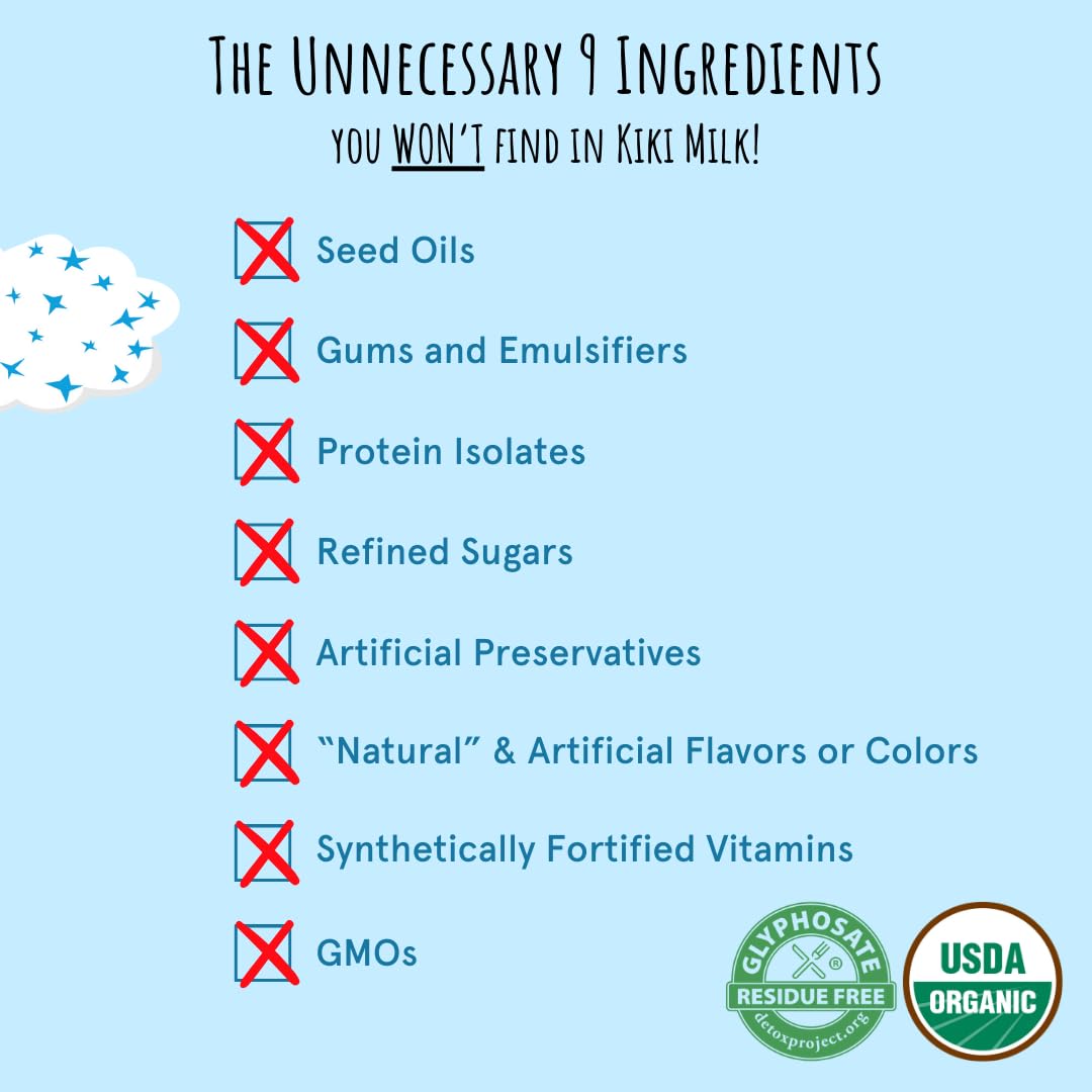 Kiki Milk Plant Based Milk Sample Kit - Chocolate, Unsweetened, Original - 32 Fl Oz Each - Gluten, Dairy, Soy Free