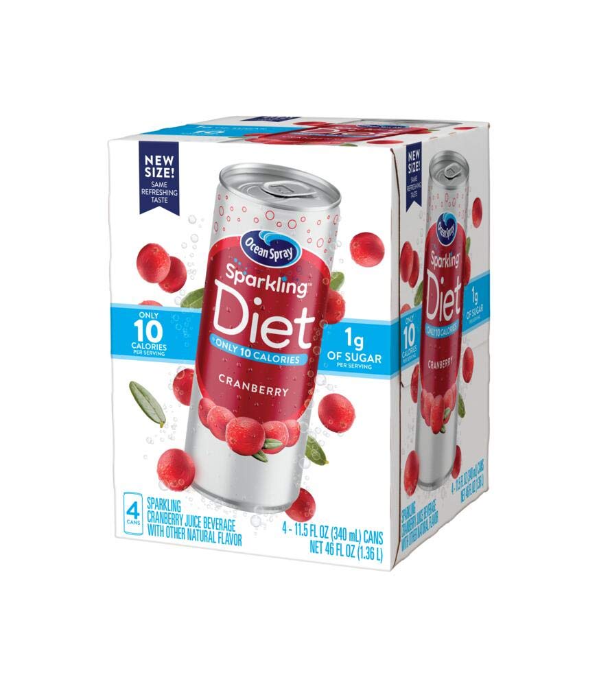 Ocean Spray Sparkling Diet Cranberry Juice Drink, 11.5 Fl Oz, 4 Cans, Pack of 24