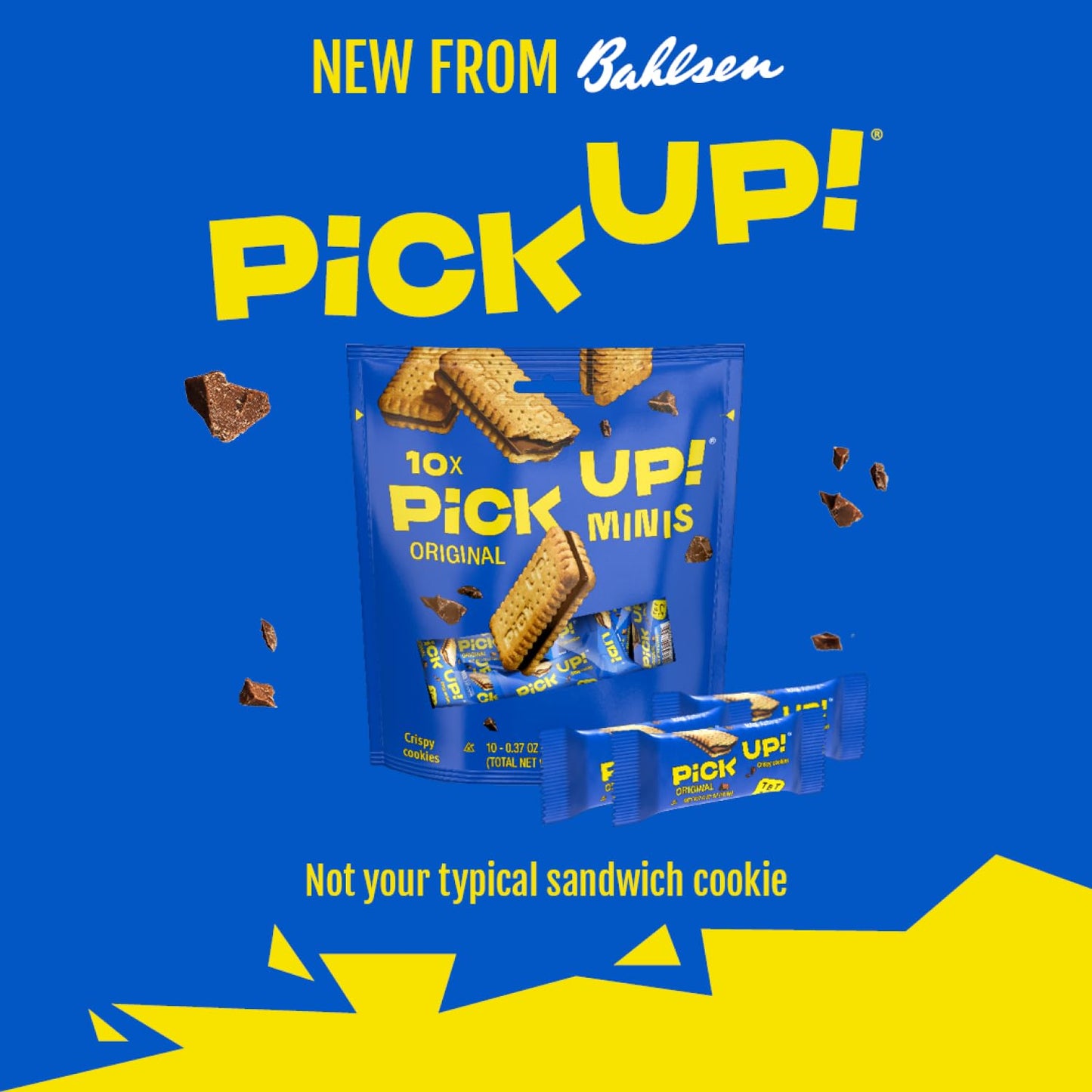 Bahlsen PiCK UP! Minis Original - 30 Cookies (3 Bags, 10 Cookies Each) - German Chocolate Sandwich Biscuits - Kosher