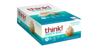 think! Protein Bars with Chicory Root for Fiber, Cupcake Batter, 1.4 Oz, 10 Ct