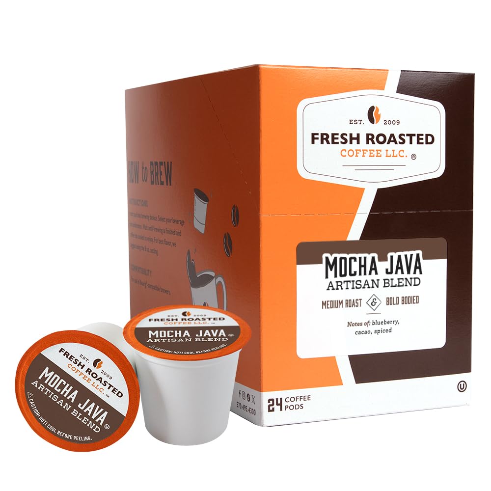 Fresh Roasted Coffee Mocha Java Medium Roast K-Cup Compatible 24 Pods Coffee