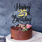 Ruscalin Happy 25Th Birthday Cake Topper,25 Birthday Party Cake Decorations (Black And Gold Flashes, 25Th)