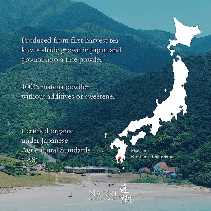 Naoki Matcha Organic Ceremonial Grade Matcha Green Tea Powder – First Spring Blend, 50g (1.75oz) from Kagoshima, Japan