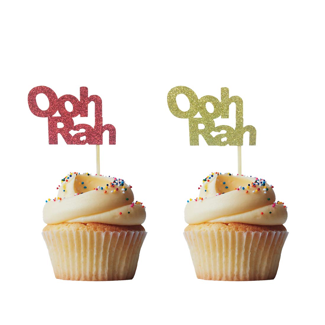Morndew 24 Pcs Glitter O O H R A H Cupcake Toppers For Themed Party Wedding Party Birthday Party Decorations